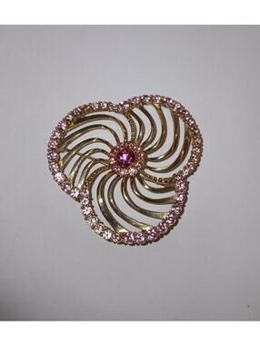 Liz Claiborne Gold Tone Pink Rhinestone Brooch Pin